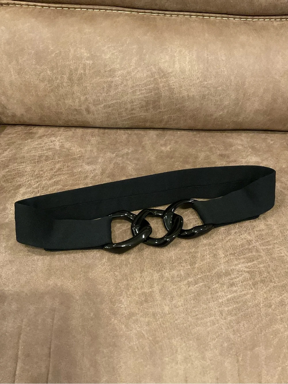 Black Chunky Link Elastic Belt
